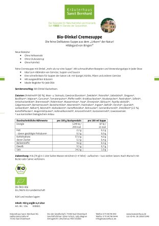 Bio-Dinkel-Cremesuppe 450 g