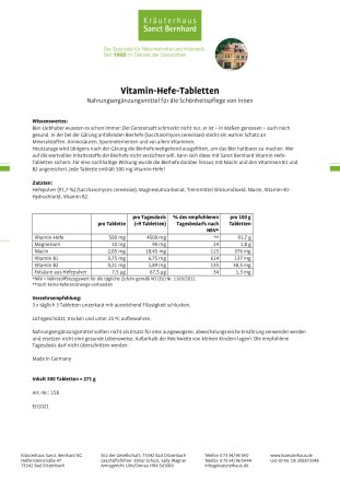 Vitamin-Hefe-Tabletten 500 Tabletten