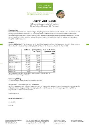 Lecithin-Vital-Kapseln 120 Kapseln