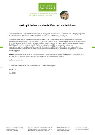 Orthopädisches Bauchschläferkissen  und Kinderkissen