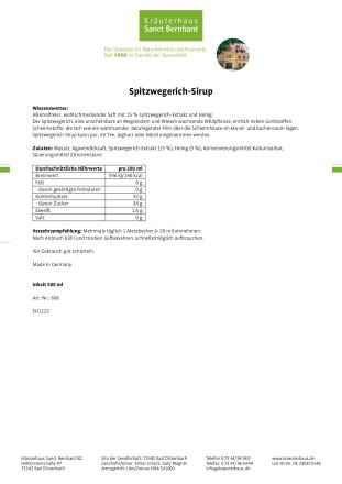 Spitzwegerich-Sirup 500 ml