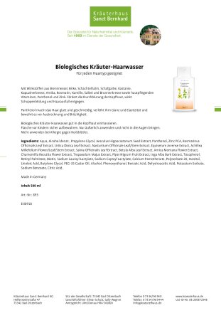 Biologisches Kräuter-Haarwasser 500 ml