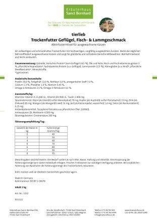 tierlieb Trockenfutter Geflügel, Fisch- &amp; Lammgeschmack