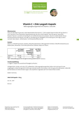 Vitamin C+Zink Langzeit-Kapseln 180 Kapseln