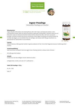 Ingwer-Presslinge 250 Tabletten