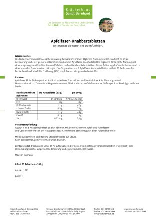 Apfelfaser-Knabbertabletten 75 Tabletten