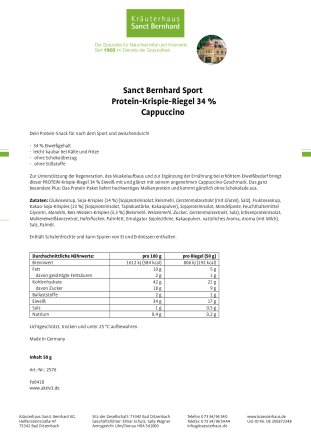 Sanct Bernhard Sport Protein-Krispie-Riegel Cappuccino 11er-Pack 550 g